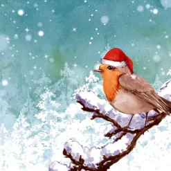 Outlet PAPER DESIGN 20 serviettes 3 plis Robin Snow - 33 x 33 cm