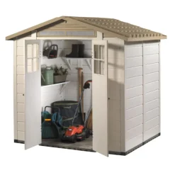 HABRITA Abri de jardin en résine beige Foresta Evo - 230 x 262 x 220 cm