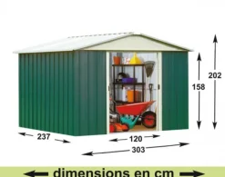 Online TRIGANO JARDIN Abri de jardin métal, sans plancher, vert sapin - Yardmaster - 6.24m²