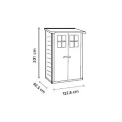 New HABRITA Abri de jardin mural arrière en résine beige Foresta Evo - 95 x 139 x 201 cm