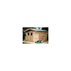 New HABRITA Abri en panneaux de bois d'épicéa thermo-chauffé 19 mm livré Foresta Bois - 10,6 m²