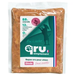 Clearance QRU Aliment cru pour chien repas haché bœuf et dinde Simplement congelé - 450 g