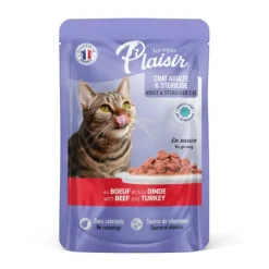 Discount LES REPAS PLAISIR Aliment humide pour chat Plaisir bœuf dinde en pochon de 100 g