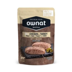OWNAT Alimentation humide pour chat stérilisé poulet et dinde Wetline - 85 g