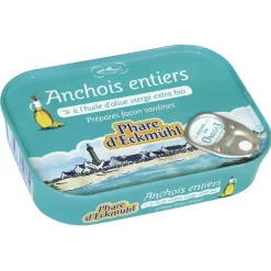 PHARE D'ECKMÜHL Anchois entiers à l'huile d'olive vierge extra bio Phare d’Eckmühl - 115 g