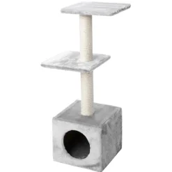 Hot EBI Arbre à chat avec panier et griffoir coloris gris Palazzo - 90 cm