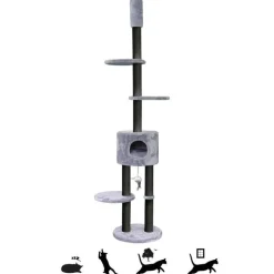 Clearance PETREBELS Arbre à chat coloris gris Anna 240 - 40 x 40 x 230 - 265 cm