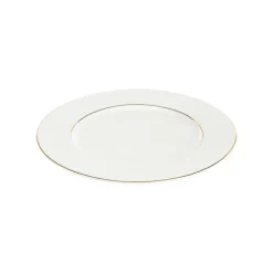 Online BASTIDE Assiette à dessert en porcelaine blanche et filet or Victoria - Ø 21 cm