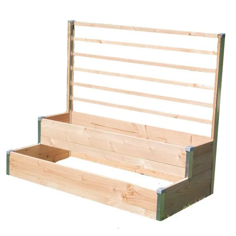 Outlet MON PETIT POTAGER Bac de jardinage à 2 étages en bois avec treillis gamme Design - 125 x 60 x 100 cm