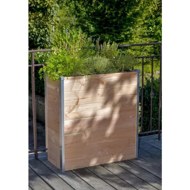Clearance MON PETIT POTAGER Bac de jardinage en bois Bac O Design - 75 x 35 x 80 cm