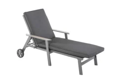 Clearance Bain de soleil Jasmin coloris gris en aluminium et bois - 189,5 x 83 x 54.5 cm