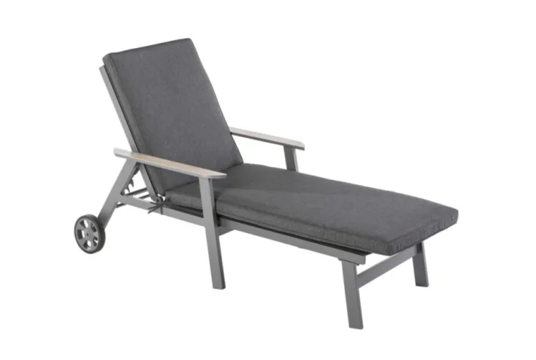 Clearance Bain de soleil Jasmin coloris gris en aluminium et bois - 189,5 x 83 x 54.5 cm