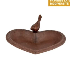 Best ESSCHERT DESIGN Bain d’oiseau forme cœur en fonte marron 17x14,9x7,8 cm