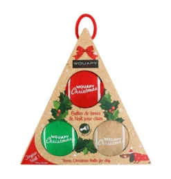 Hot WOUAPY Balles de tennis de Noël pour chien avec squeaker coloris multicolore - coffret de 3 jouets