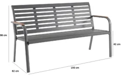 Outlet CREADOR Banc de jardin 3 places en aluminium, anthracite - MARTA