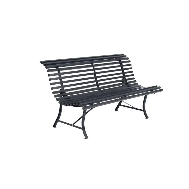 Outlet FERMOB Banc en acier coloris carbone Louisiane - 150 x 71 x 81 cm