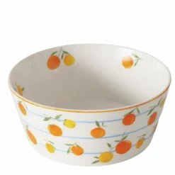 Sale BOLTZE Bol à céréales en céramique blanc à motif fruits orange - Ø 15 x H 6,5 cm