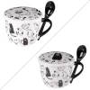 Best BASTIDE Bol à soupe en porcelaine blanche à motifs chats noirs Friends - 75 cl