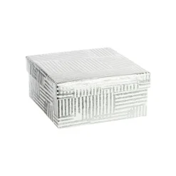 New Boîte carrée en papier métallisé argent à motifs rayures - 16,5 x 7,5 cm