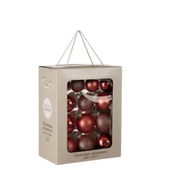 Outlet EDELMAN Boîte de 26 boules de Noël en verre rouge foncé - Ø 7 cm