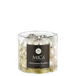 Best EDELMAN Boîte de 24 mini boules de Noël en verre crème - Ø 2,5 cm