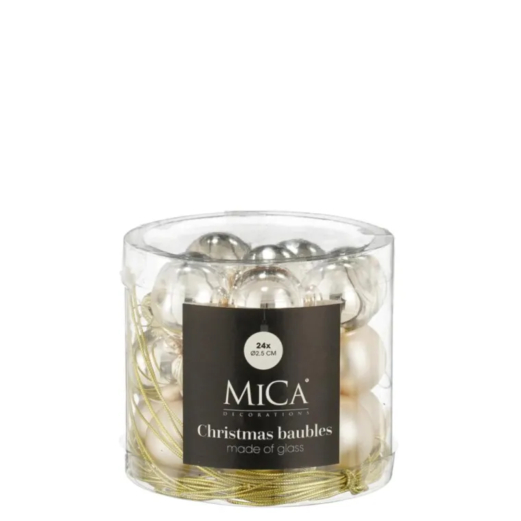 Best EDELMAN Boîte de 24 mini boules de Noël en verre crème - Ø 2,5 cm