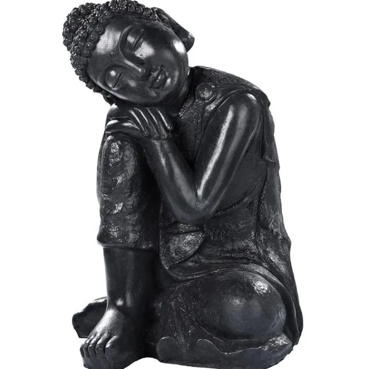 HAIRIE GRANDON Bouddha penseur coloris noir en cire - 33 x 33 x 58 cm