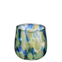 Sale EDELMAN Bougeoir en verre coloris bleu Carole - 7 x 7 cm