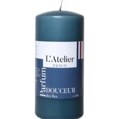 Online L'ATELIER DENIS Bougie cylindrique taille L bleu parfum douceur des î L’Atelier de Denis - Ø 6,8 x H 14.5 cm