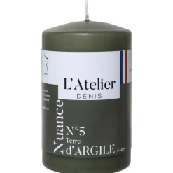 L'ATELIER DENIS Bougie cylindrique taille S gris argile L’Atelier de Denis - Ø 6,8 x H 11 cm