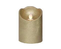 Hot KAEMINGK Bougie dorée imitation cire à LED blanc chaud effet oscillant pour intérieur - Ø 7,5 x H 10 cm