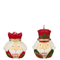 Best EDELMAN Bougie rouge et verte forme casse-noisette - 6 x 5,5 x 7,5 cm