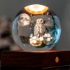 Discount Boule en cristal et verre design Chouette & lune - Ø 8 x H 12 cm