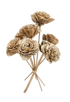 Online Bouquet de 8 fleurs artificielles écorse de rose coloris blanc - Ø 6 cm