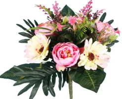 Online RIVIERA Bouquet de fleurs artificielles Pivoine et Gerbera crème et rose – Les 12 fleurs