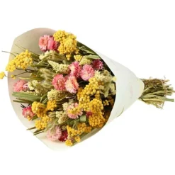 Clearance NATURALYS Bouquet de fleurs séchées Prestige coloris jaune rose - H 50 cm