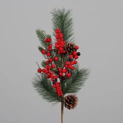 Discount Branche artificielle de pin-sapin avec baies et cônes sur pique – 57 cm