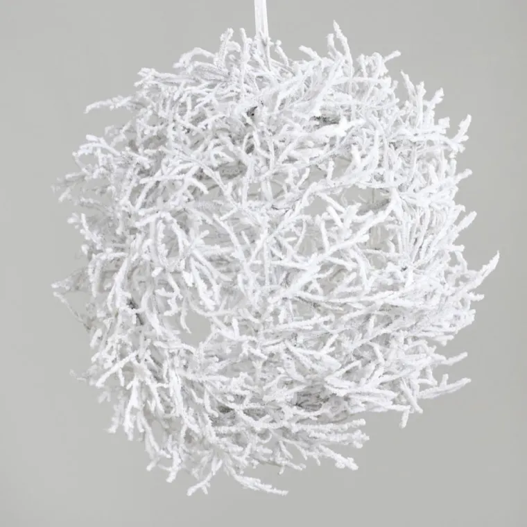 Discount Branche décorative forme boule enneigée blanche - Ø 40 cm