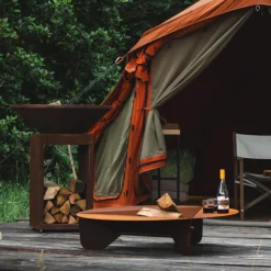 Best OYAT Brasero de sol en acier coloris cognac Corten 120 - Ø 120 x H 24,5 cm