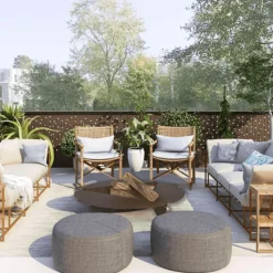 Best OYAT Brasero de sol en acier coloris cognac Corten 120 - Ø 120 x H 24,5 cm