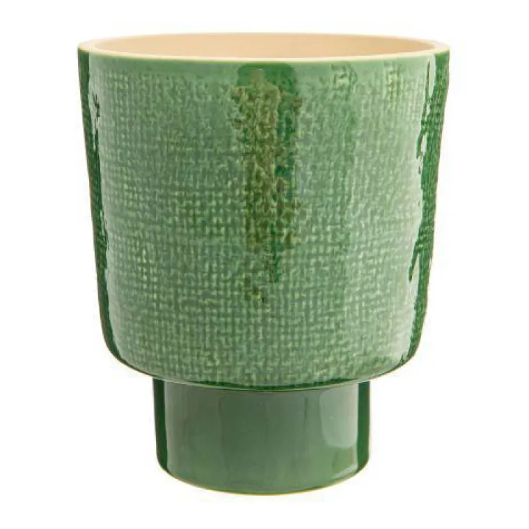 Discount Cache-pot Alto coloris vert en céramique - Ø 13 cm x 15,5 cm