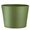 Discount PERM Cache-pot en céramique coloris vert olive Fresh O19 - Ø 19,5 x H 17 cm