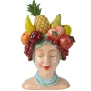 KAEMINGK Cache-pot en polyrésine multicolore femme avec fruits - 13,4 x 15 x 23 cm