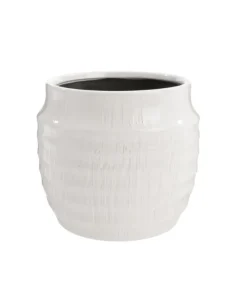 Clearance Cache-pot Linea coloris blanc en céramique - 14,5 x 14,5 x 13 cm
