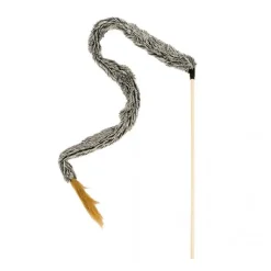 Outlet DUVOPLUS Canne à pêche pour chat coloris marron longue queue Maki - 85 cm