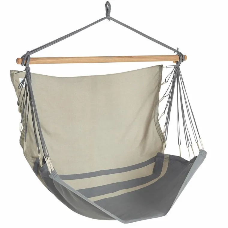 Online JOBEK Chaise hamac coloris anthracite taupe certifié FSC® Hamac Trankil - 140 x 110 cm