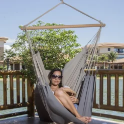 Online JOBEK Chaise hamac coloris anthracite taupe certifié FSC® Hamac Trankil - 140 x 110 cm