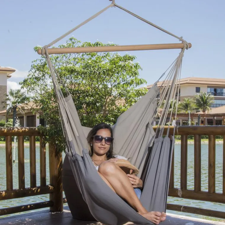 Online JOBEK Chaise hamac coloris anthracite taupe certifié FSC® Hamac Trankil - 140 x 110 cm