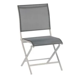 New PROLOISIRS Chaise pliante grise en aluminium Elégance