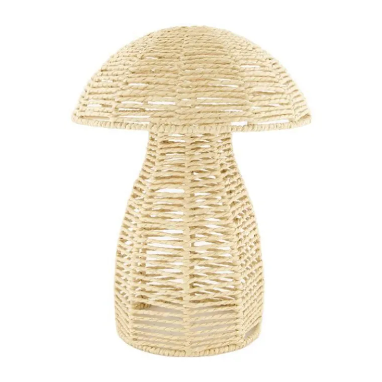 New Champignon décoratif coloris beige en corde en papier - 28 cm